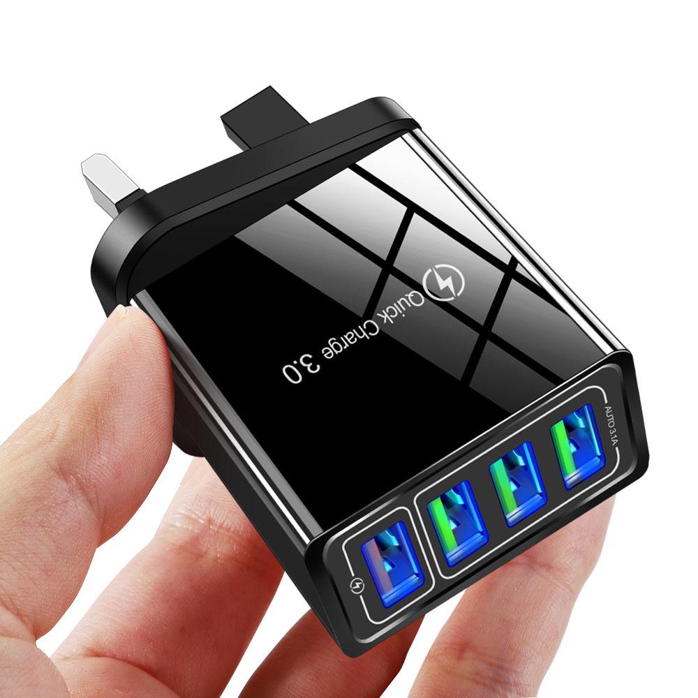 4-Port USB Fast Charger with QC3.0, 4.1A Smart Travel Adapter