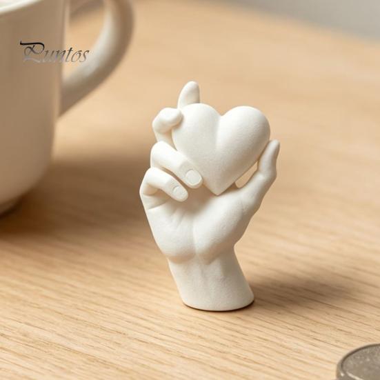 PLA Sculpture for Gifts Hand Holding Heart 3D Printed Figurine, Modern Minimalist Sculptural Desk Decor, Romantic Ornaments Home Accent Shelf