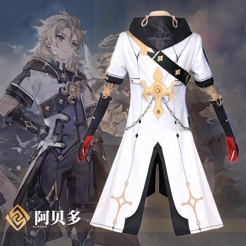 Game   Alchemist Albedo Cosplay Costume Men Fancy Uniforms Top Pants Coat Wig Albedo Cosplay Shoes For Halloween