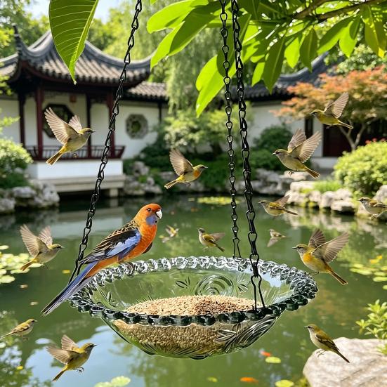 Bird Feeder with Removable Tray Hanging Bird Bath S Hook Design Bird Tub Shower Tray for Garden Balcony Patio