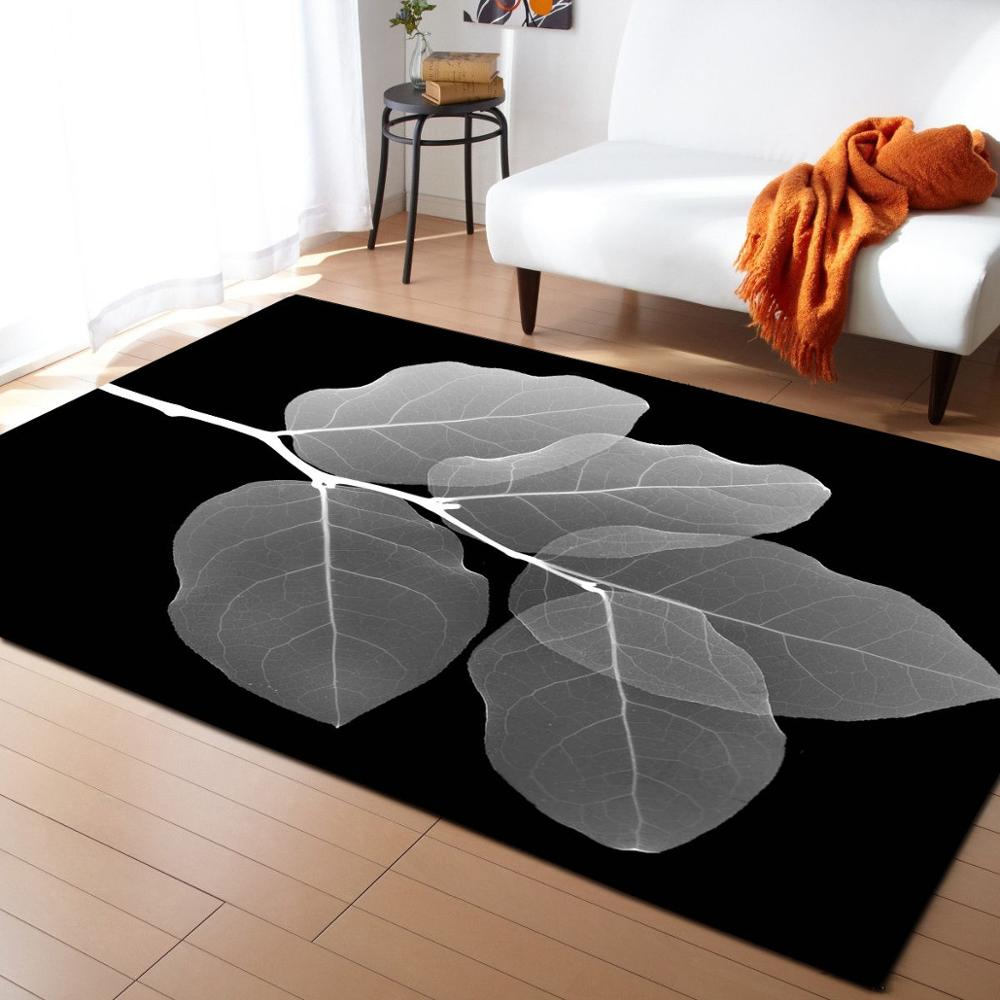 3D Leaves Dewdrop Living Room Carpet Leaf Printing Bedroom Area Rug  Home Decor Memory Foam Soft Flannel Kitchen Rug Floor Mat