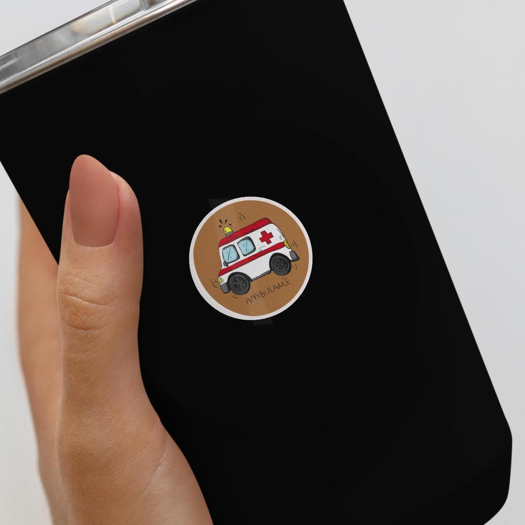 Children's Cartoon Ambulance Car Stickers: Educational Vehicle Labels for Kids