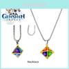 Genshin Metal Rhombus Element Dice Necklace Exquisite Handcrafted Decoration Pendant