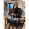 Spring new loose lazy style retro diamond color matching knitted cardigan soft waxy sweater jacket women
