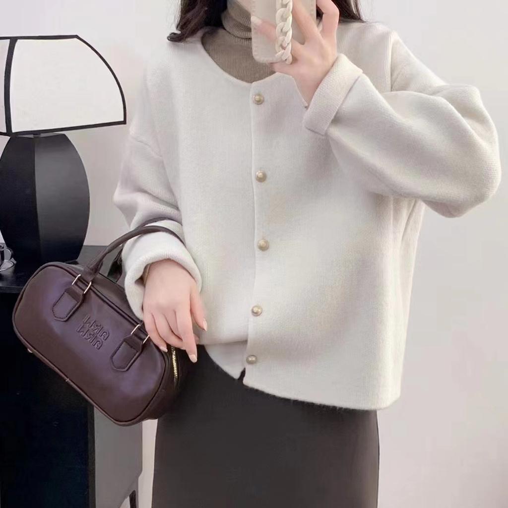 YYFS Damemote Uformelt Høst Vinter Ensfarget trykk Langermet O-hals topper Dameklær Ullstrikkede gensere