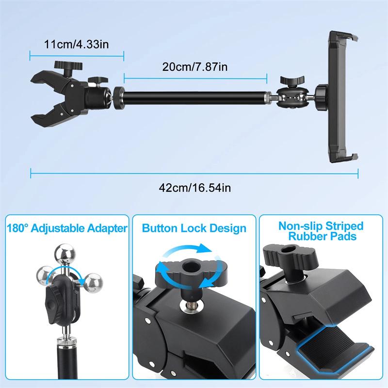 Mic Music Stand Tablet Phone Holder Aluminum Mountfor 4.7-13.5" Ipad Pro Air Iphone Surface