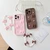 3D Elegant Bowknot Faux Pearl Chain Phone Case For iPhone 17 Pro Max Air 11 12 13 14 15 16 Pro Short Strap Lanyard Soft Cover