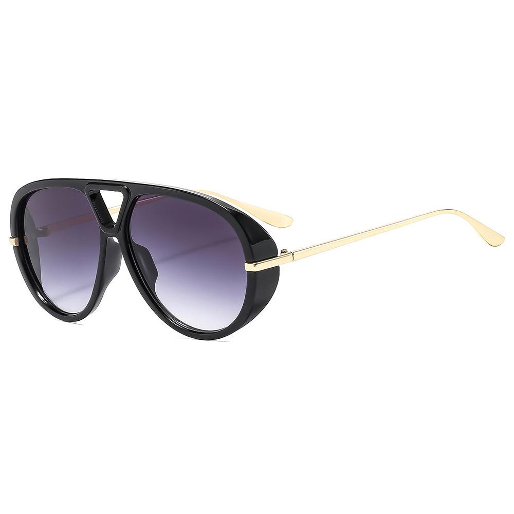 Retro Oversized Oval Leopard Gradient Women Sunglasses Double Beam Punk Style Fashion Luxury Large Frame Men Sun Glasses UV400