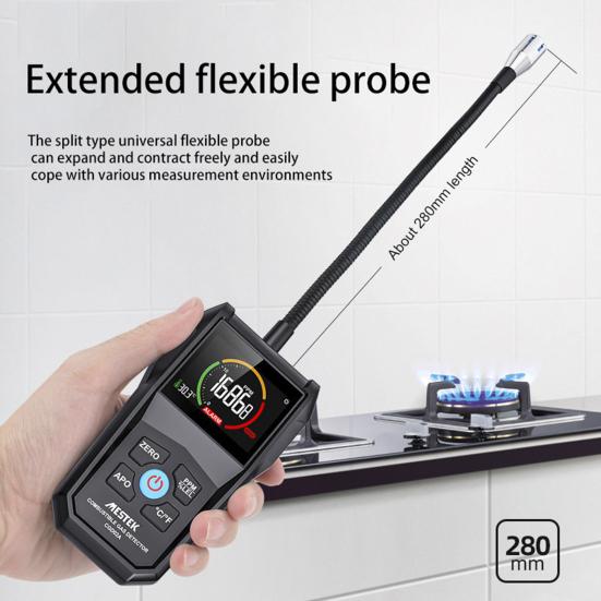 

Детектор утечки газа Полупроводниковый зонд Анализатор воздуха Ручной детектор горючих газов для ресторана