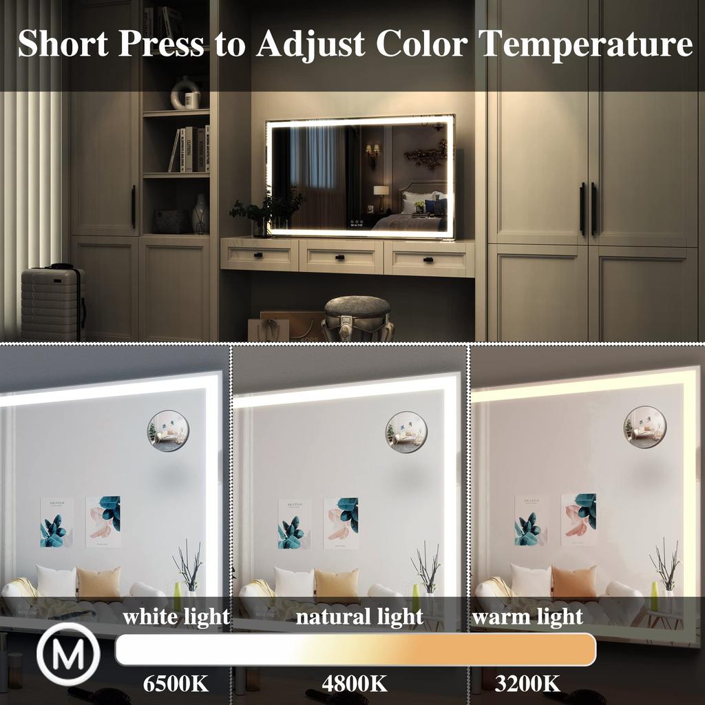 BEAUTME Oglindă de mare actriță de machiaj de la Hollywood cu oglindă LED cu mărire 10x 1016 x 180 x 618 mm oglindă, oglindă, oglindă, pe masă/pentru perete,