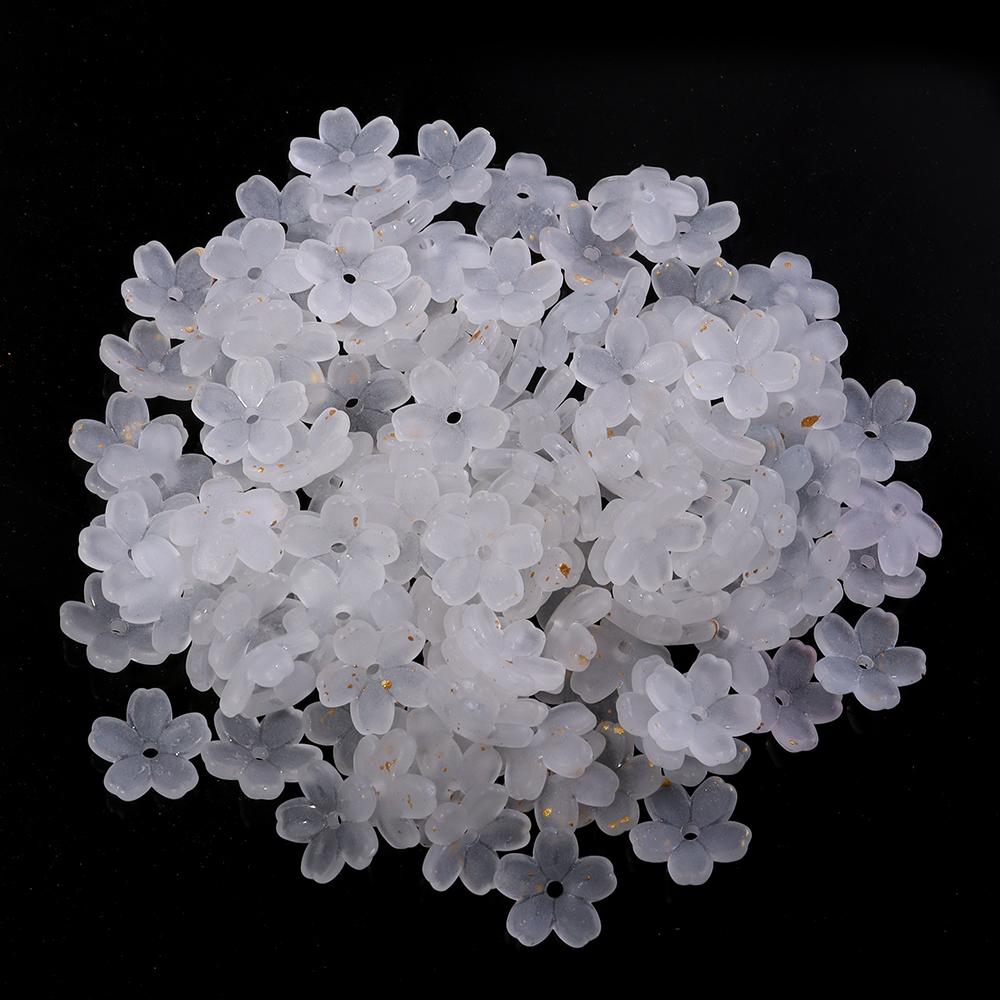200pcs 11mm Acrylic Flowers Beads Colorful Five Petals Flower Loose Beads For Jewelry Making DIY Necklace Earrings Accessories