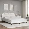 VidaXL Bed Frames with Headboard, Upholstered Bed with Cushion, Double Bed, Adult Bedroom Bed, Modern, White 160x200 Cm 3208104