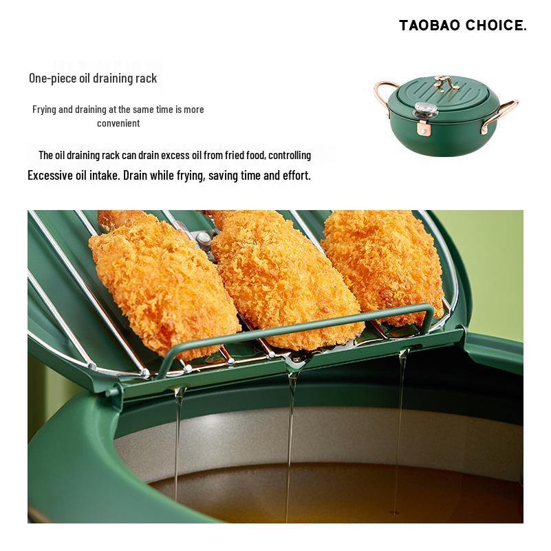 Tempura Frying Pot: Oil-Saving, Temperature-Controlled Mini Deep Fryer