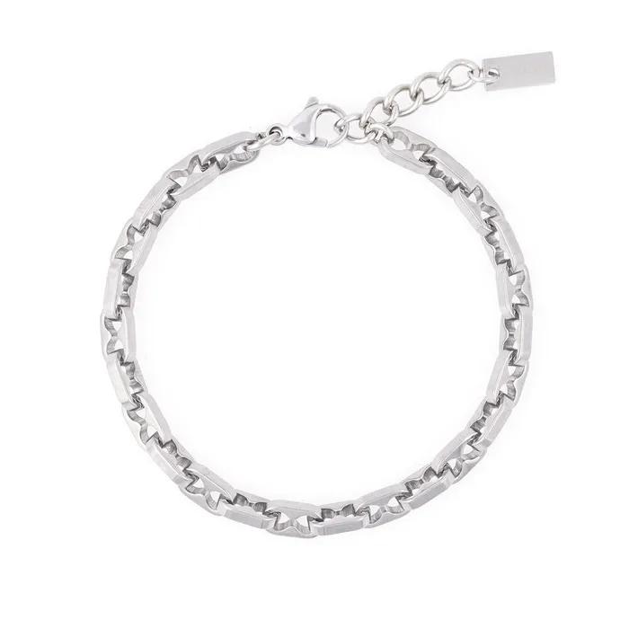 5 Double Hole Link Surgical Steel Chain Bracelet (C2501AC1226_SV)