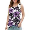 Square Collar Tank Top Women Print Tank Tee Casual Loose Fit Sleeveless Shirt