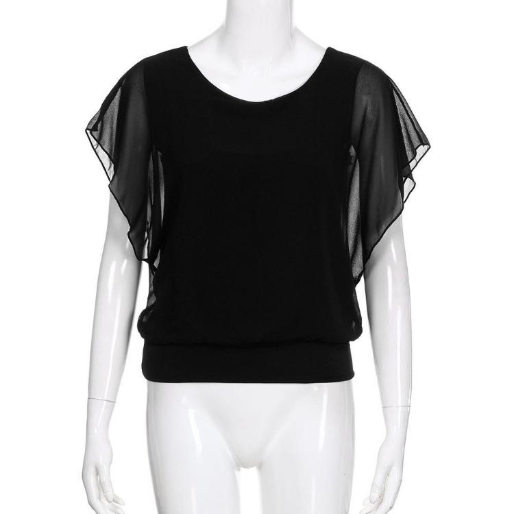 Camicetta in Chiffon Casual Larga Manica a Pipistrello Top Camicie Donna Estate