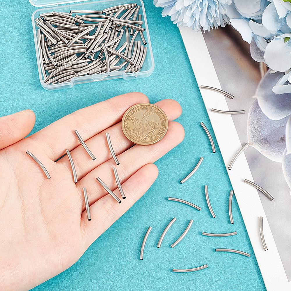 100Pcs 304 Stainless Steel Tube Beads, Stainless Steel Color, 19.5~20x2mm, Hole: 1.5mm
