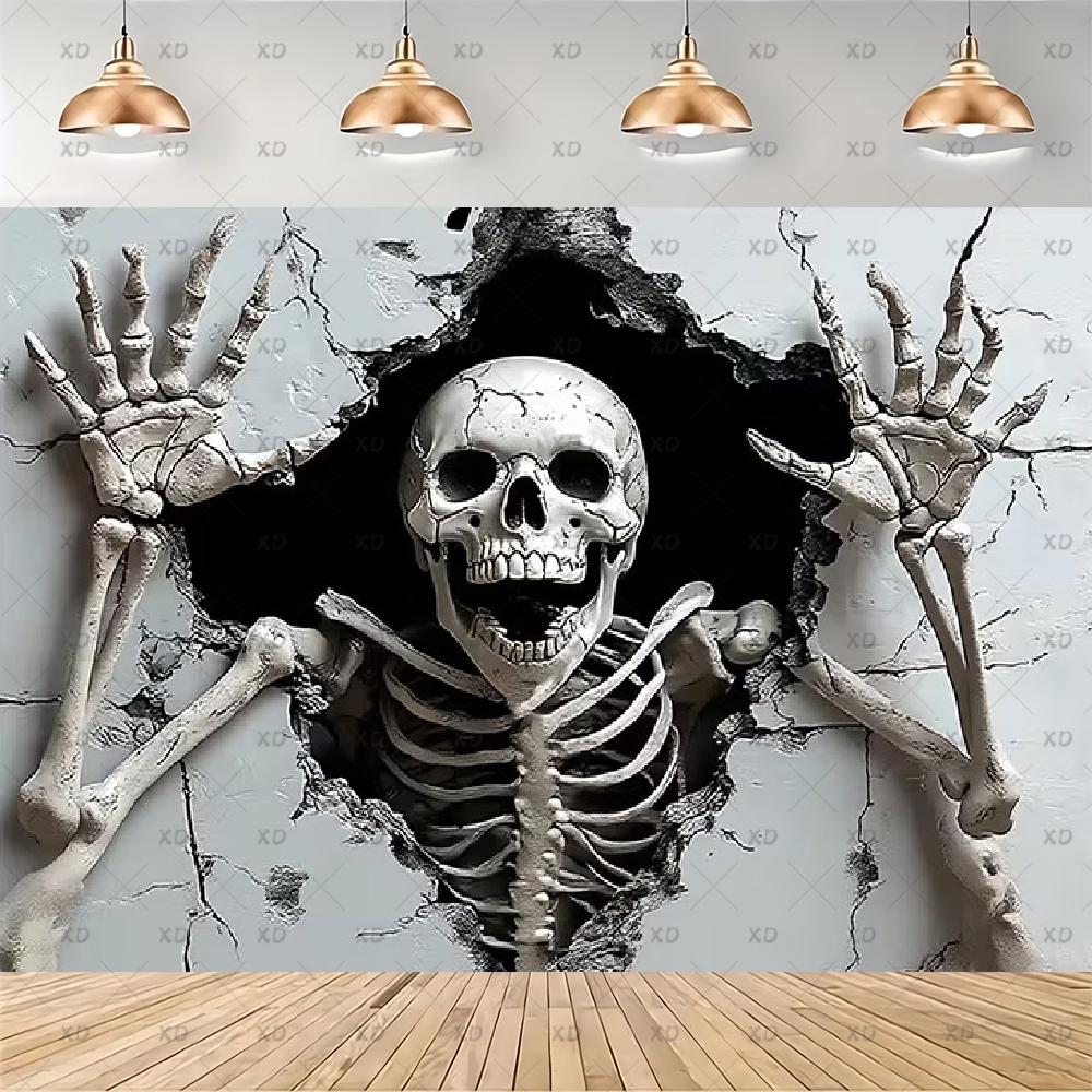 Skull Halloween Backdrop Moon Skeleton Graveyard Horror Photography Background Halloween Party Decoration Photo Booth Banner1147