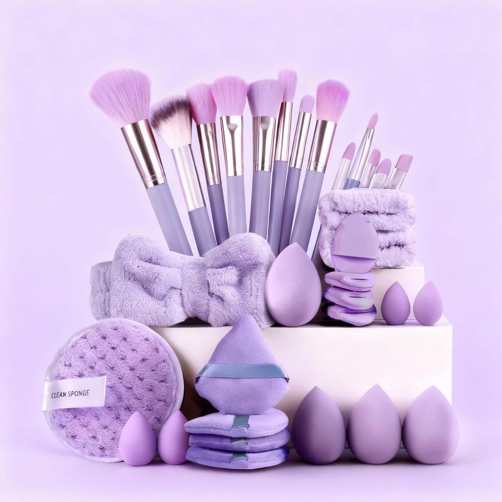 Professional 20-56PCS Makeup Brush Set Portable Storage Bag Soft Beauty Sponge Powder Puff Cosmetic Blending Brush Face Makeup Tools for Travel Daily