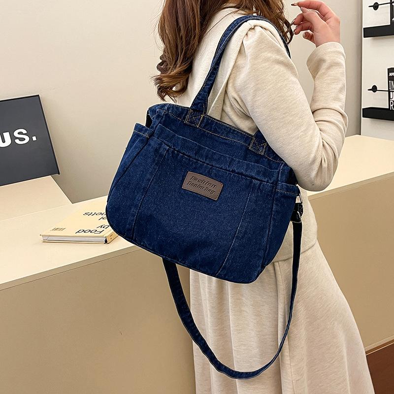 Retro Denim Women's Durable Shoulder Bags Commute Ladies Handbags Girls Book Tote Casual Travel Portable Female Crossbody Bag