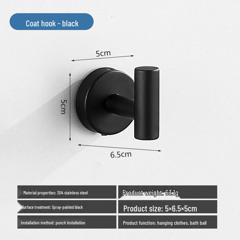 

Набір для ванної кімнати з нержавіючої сталі 304: Полиця для зберігання, Тримач для рушників, Кільце для рушника, Тримач для туалетного паперу, Гачок для халата