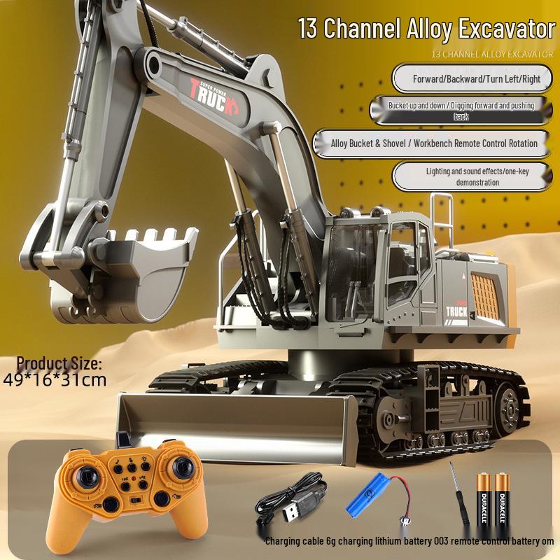 New Remote Control Alloy Excavator Toy for Kids Ages 3-8 - Engineering Vehicle Simulation