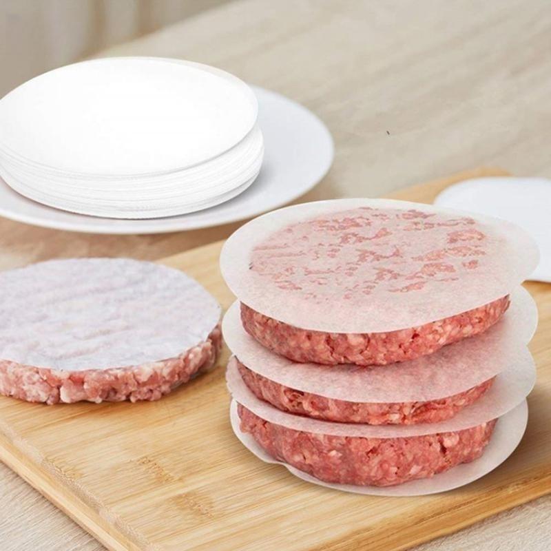 50/100pcs Round Burger Patty Paper Non Stick Freezer Parchment Paper for Beef Patties Baking Cooking Food Wrap