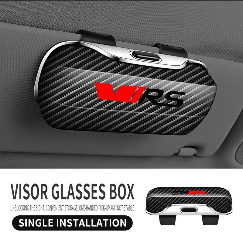 For Skoda Virs RS IV Car Glasses Holder Clip Accesorios Interior Decoration Case Cover Eyeglass Organizer Sun Glasses Storage
