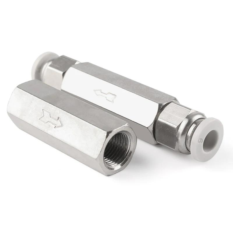 Air Check Valve for 6mm/8mm/10mm OD Hose 1/4' Brass One-Way Single-Check Valve for Air Gas Compressor Pipe Fitting Adapter