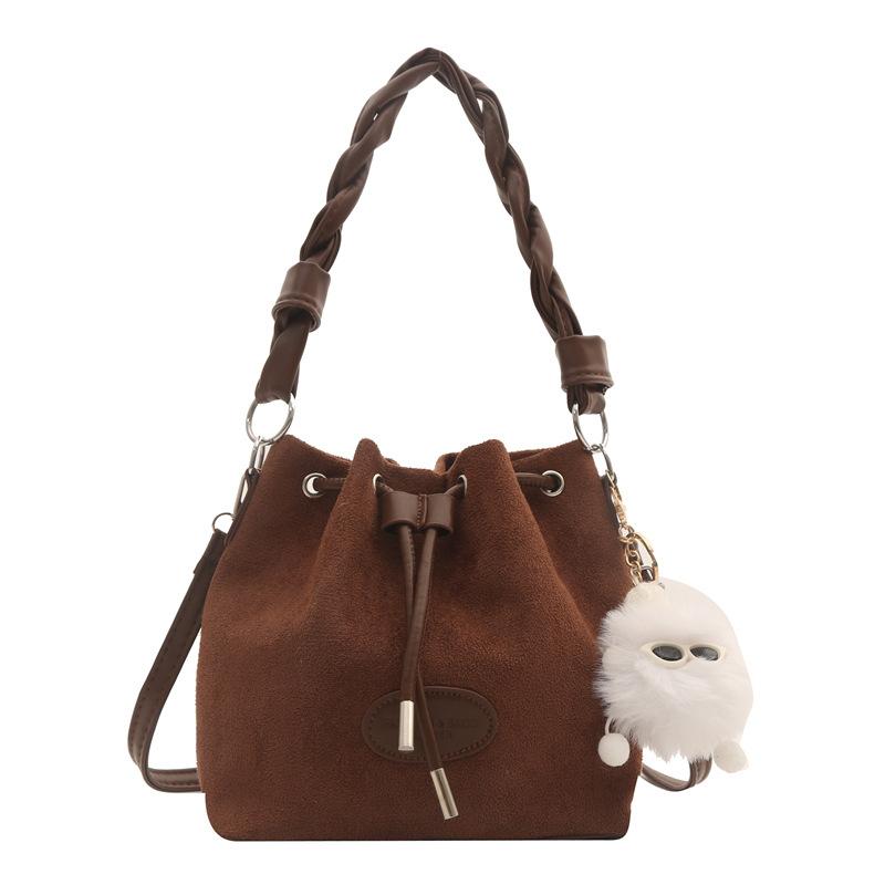 

Женская сумка, сумка-ведро, сумка через плечо в стиле иностранного стиля, матовая плетеная веревка, сумка-ведро, модная универсальная сумка-мессенджер.