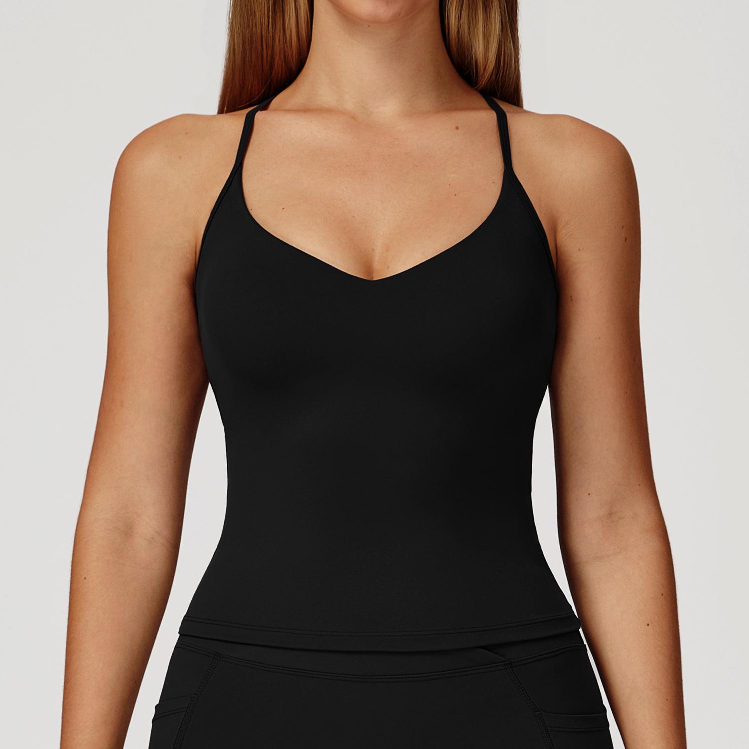 

European-American Cross-Back Quick-Dry Yoga Tank Top for Outdoor Running and Fitness - 2023 Large