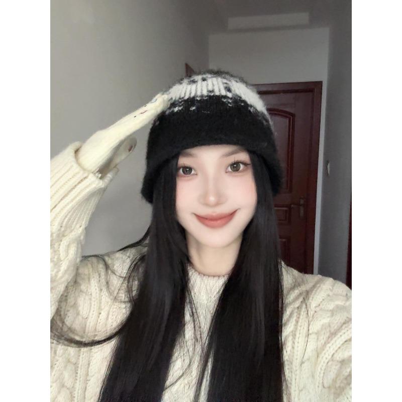 Warm Cold Hat Small Head Fisherman Hat Trendy Autumn and Winter Brushed Ear Protection  Versatile Knitted Toe Cap for Women