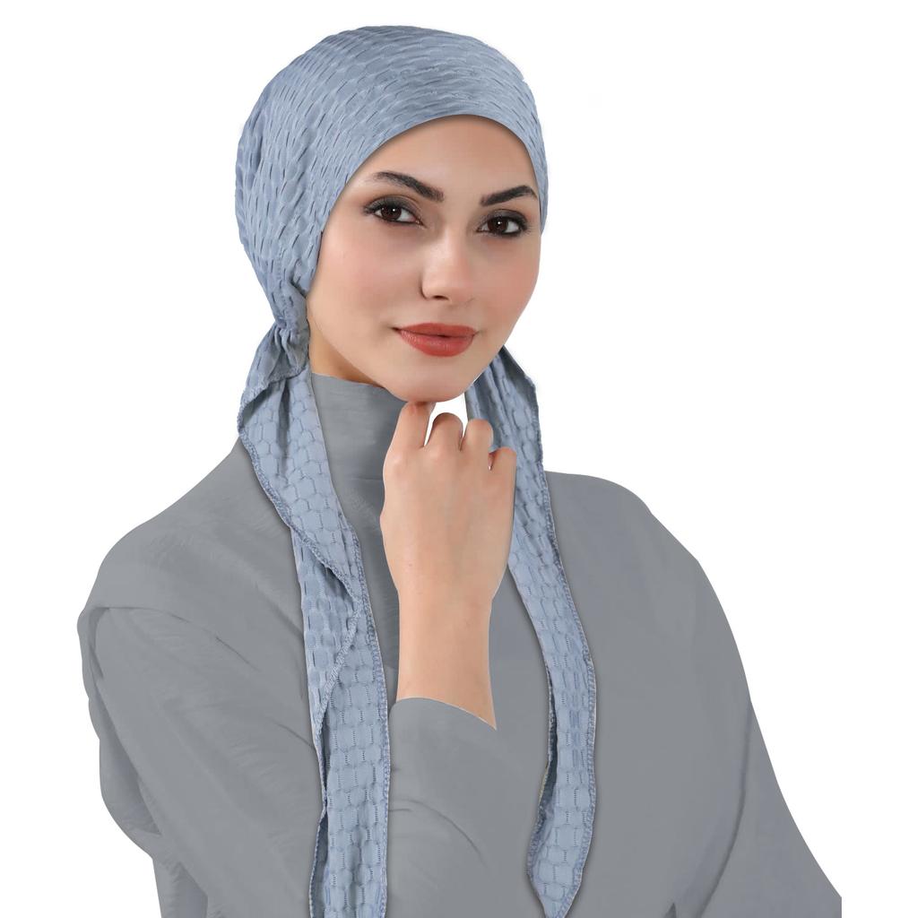 Solid Color Long Tail Turban Hat for Women