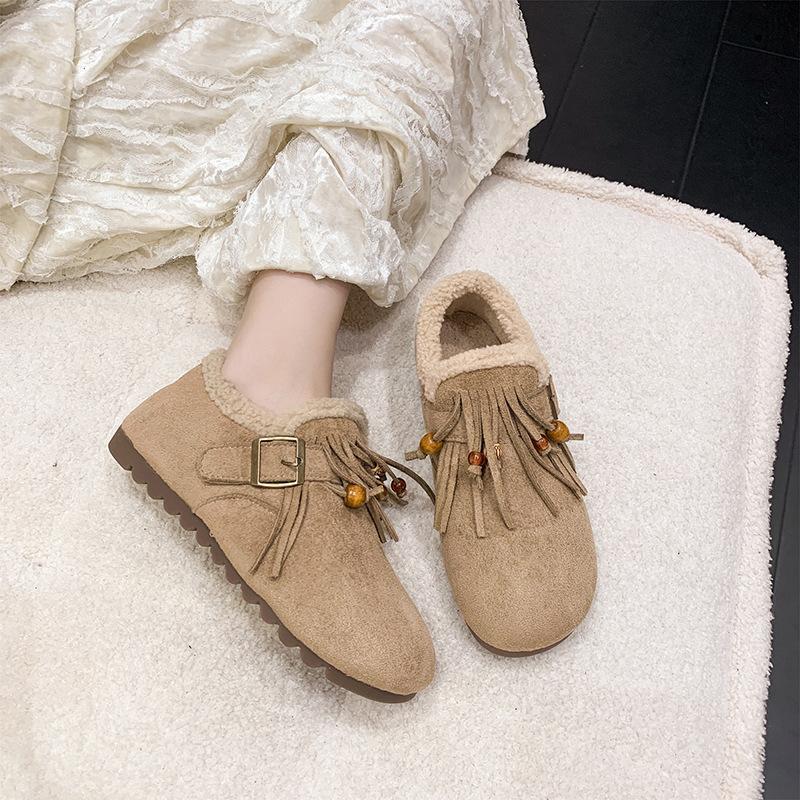 Women's fur one thick bottom heightening winter lightweight padded warm snow boots non-slip wear casual sports cotton shoes