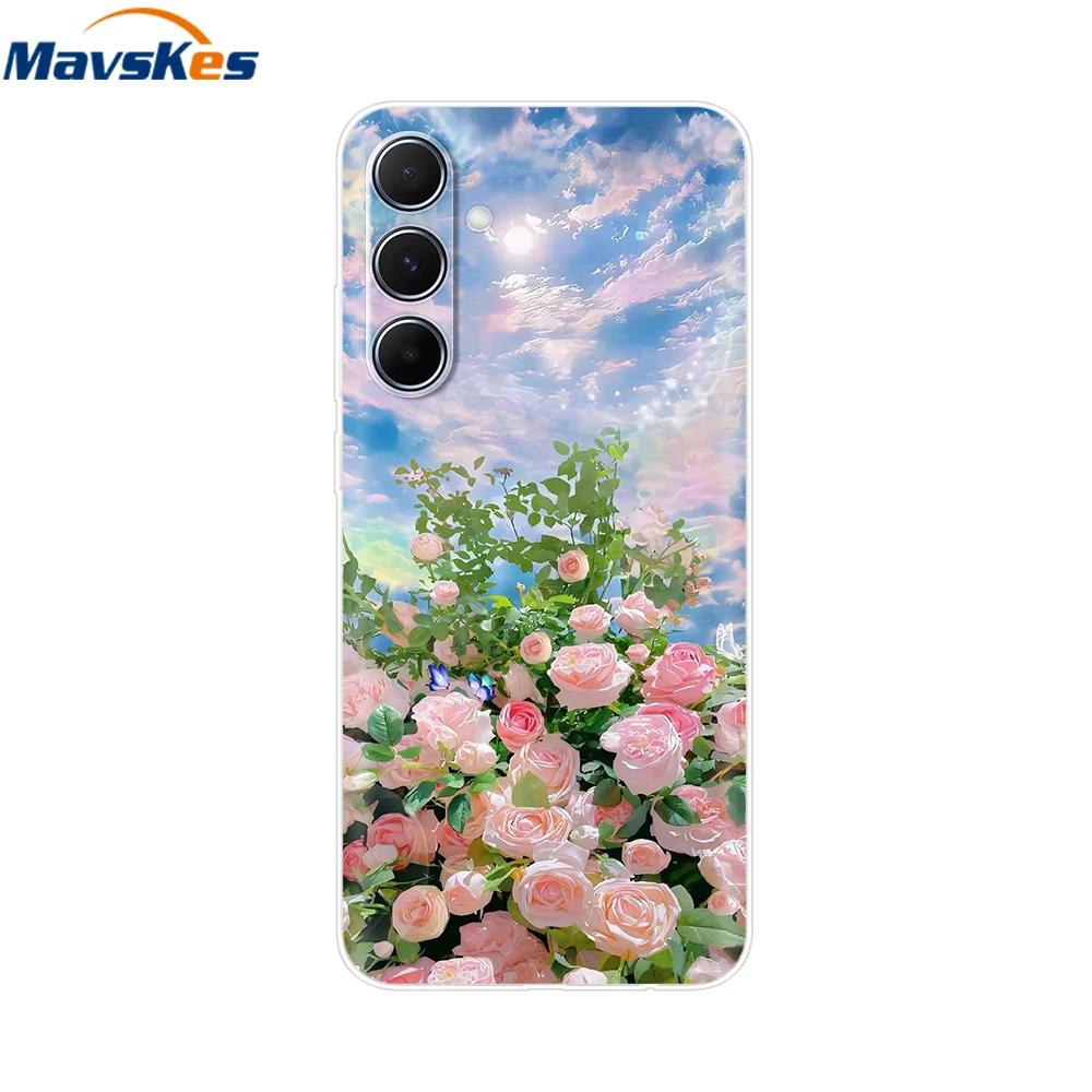 For Samsung Galaxy M35 M55 Case Cute Flower Soft Silicone Back Cover for Coque Samsung M 55 M 35 5G Phone Cover Fundas Shells