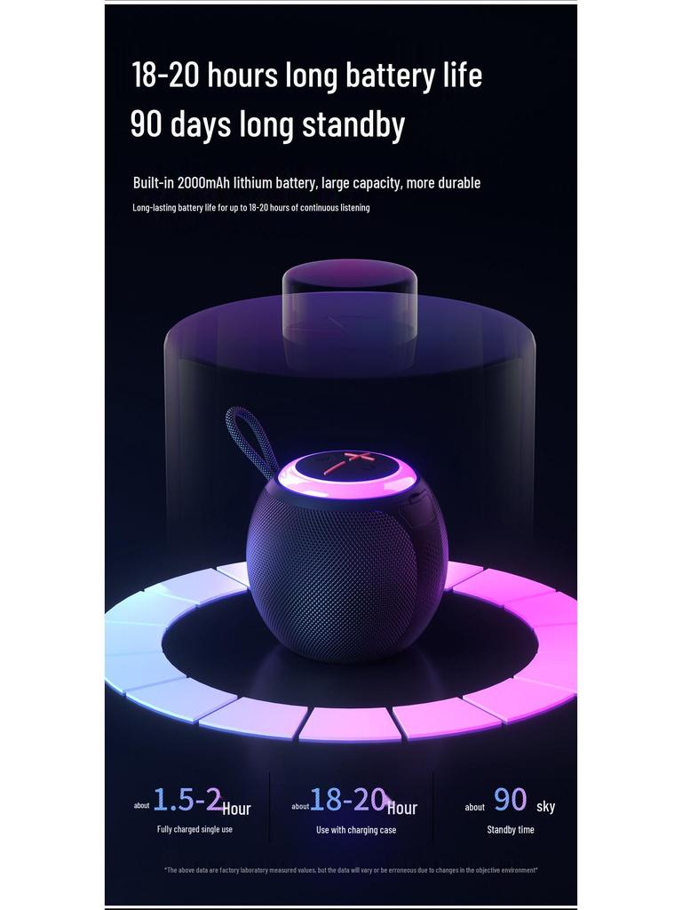 Portable Bluetooth Speaker with Colorful Lighting and Subwoofer for Outdoor Parties (Bluetooth 5.3)
