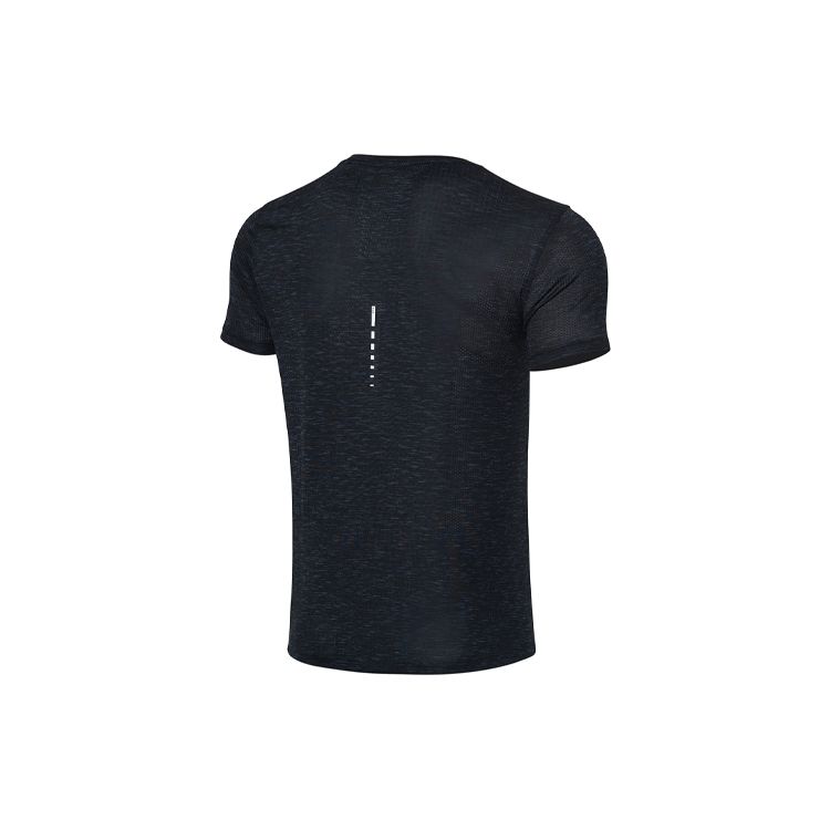 Li Ning Running Series Solid Color Sports Training Quick-Dry Round Neck Short Sleeve T-Shirt Men Tops Black Thunder-Gray ATSR049-1