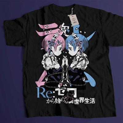 Anime ReZero 4 Rem Ram Graphic 100Cotton Unisex Shirt 2026 Summer Fashion Y2k Unisexs Short Sleeve Shirt Anime Derivatives
