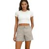 Women's Soft Cotton Linen Shorts Pockets Soft  Button Closure No Zipper Slim Fit Shorts