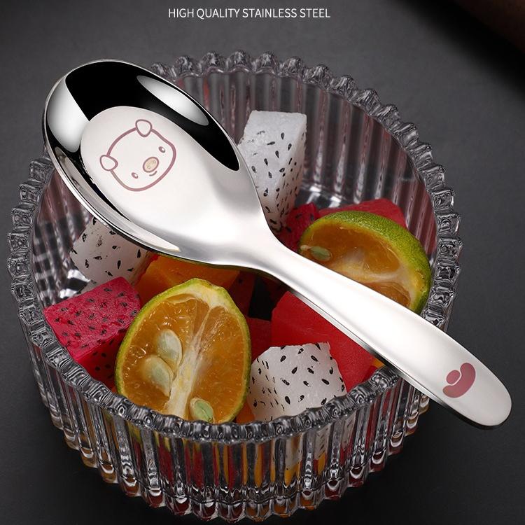 316 Stainless Steel Children's Spoon Fork for Eating and Drinking Soup Spoons Colorful Cartoon Dessert Spoons for Young Children