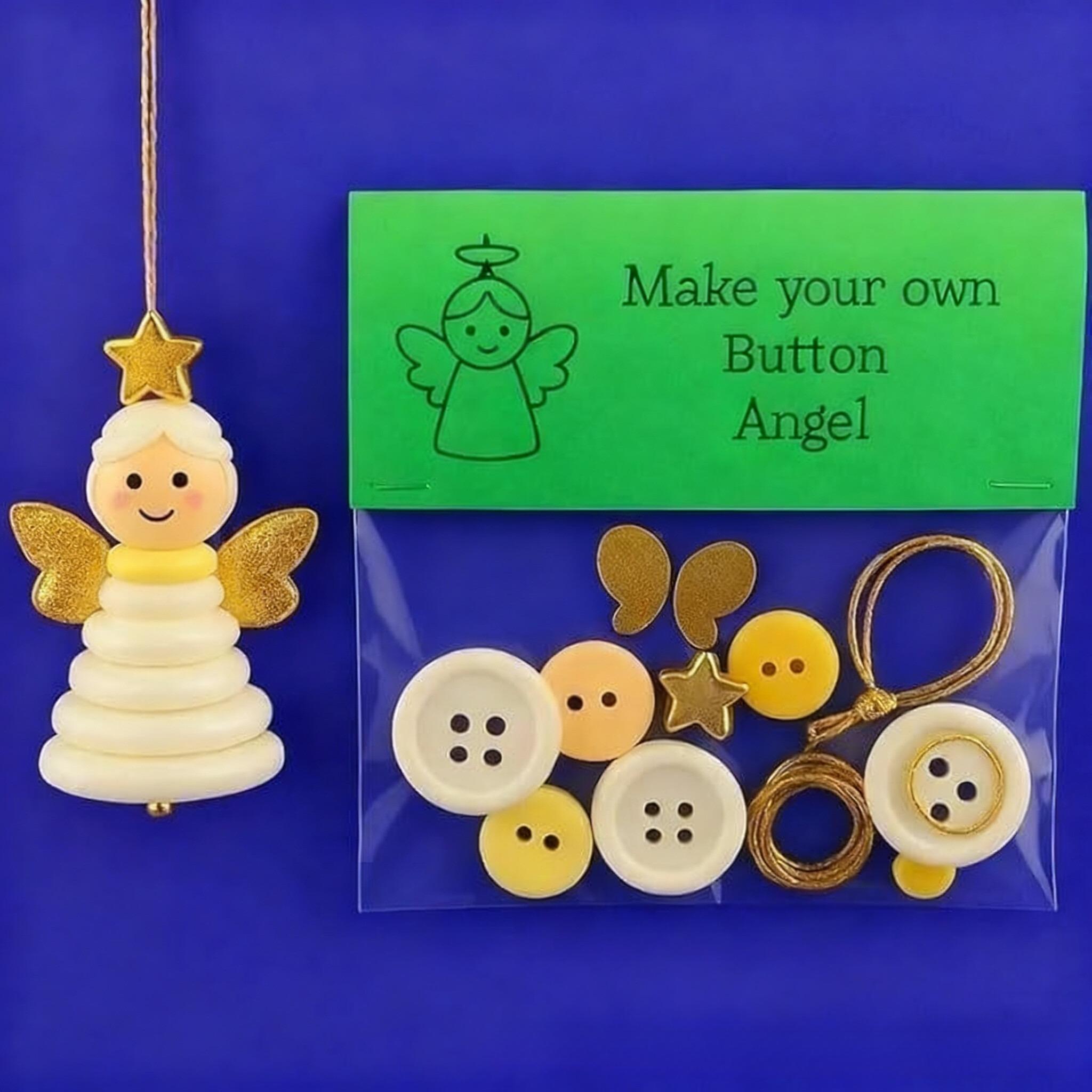 

DIY Christmas Button Decoration Craft Kit - Snowman, Santa Claus, and Angel Figures with Button Hats,Easy-to-Hang Tree Ornaments