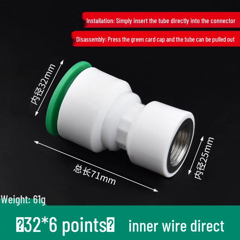 PPR Water Pipe Quick Connector, 4 & 6 Points, No-Melt, Direct Plug-In, 20/25 PE for Cold/Hot Water