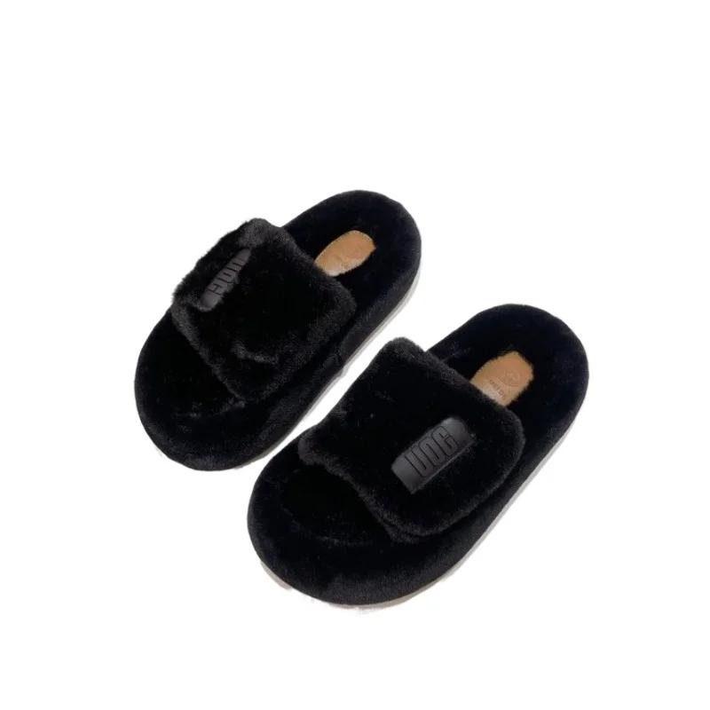 Mode 2024 Neue Dicksohlige Höhenvergrößernde Plüschpantoffeln für Damen Herbst- und Wintermode Hausplüschpantoffeln