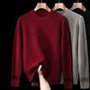 Hengyuanxiang Men's 100% Merino Wool Thick Warm Round Neck Sweater
