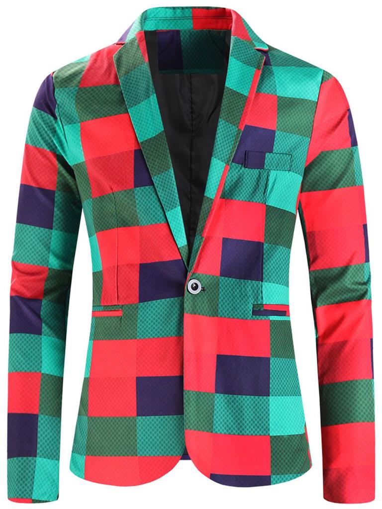 2024 Europäischer Lässiger Übergröße Herren Ein-Knopf Anzug mit Druck