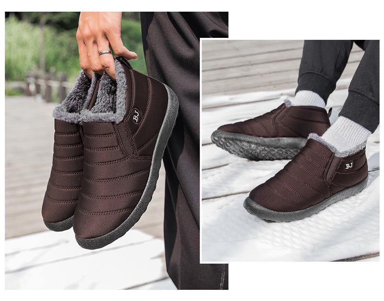 Cizme de zăpadă de iarnă impermeabile, de mărime mare, căptușite cu catifea, din bumbac