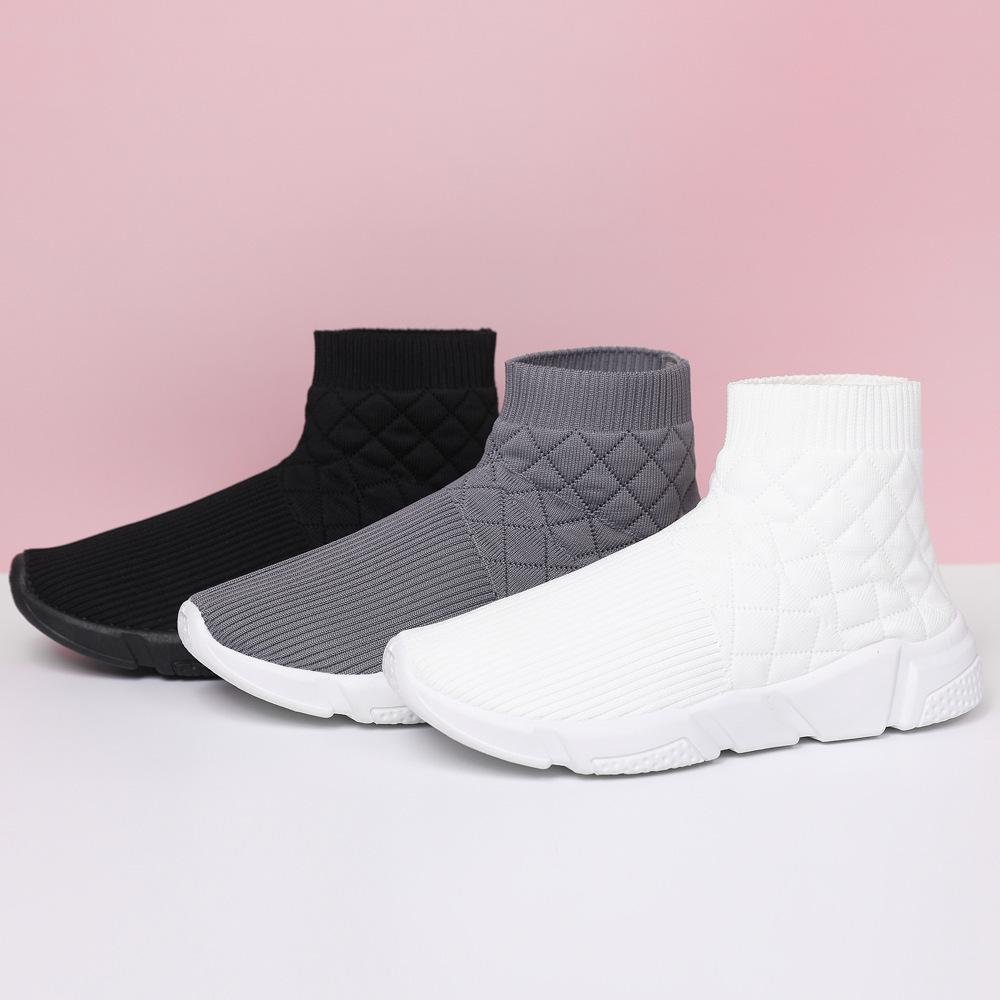 Casual shoes New high-top couple shoes Comfortable soft-soled fly-woven breathable one-pedal socks shoes