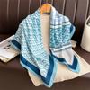 French letter printing chain 91cm large square scarf simulation silk versatile herringbone pattern shawl scarf headscarf female