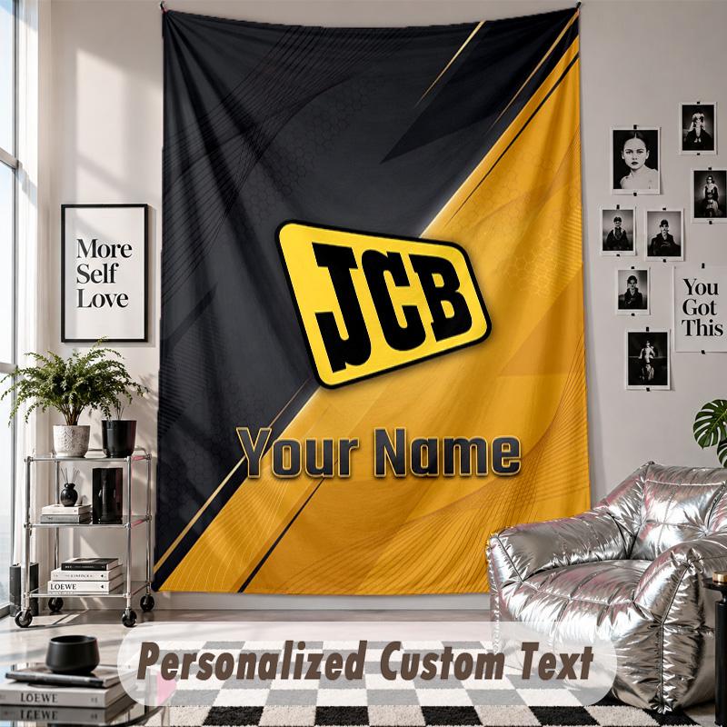 Wall Hanging Tapestry With Custom Name & Text, JCB Decorative Tapestry For Bedroom