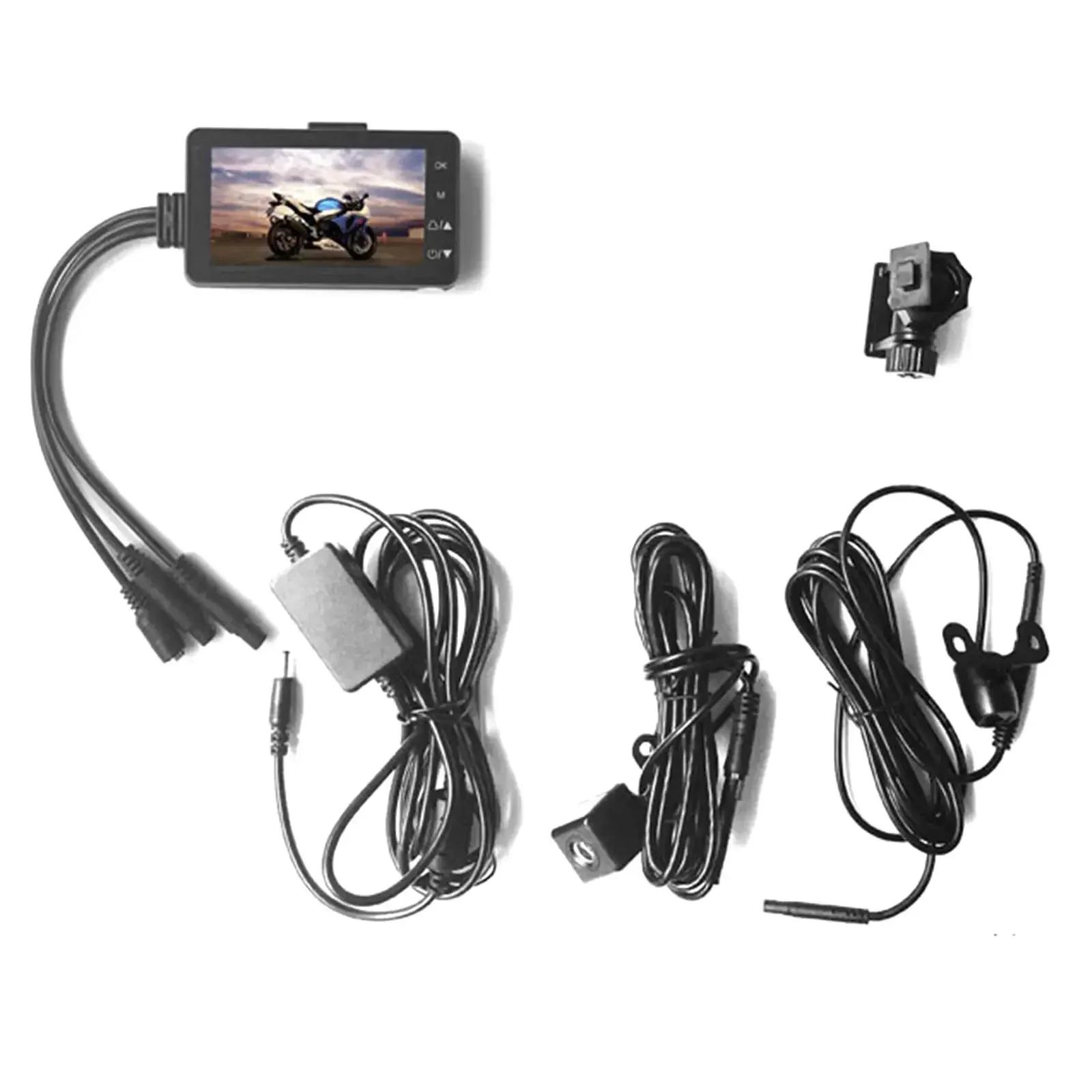 

Мотоциклетный видеорегистратор с передней+задней камерой, мотоциклетная видеокамера HD 1080P, видеорегистратор, RGB-дисплей, водонепроницаемая, ночная съемка, видеокамера чёрный